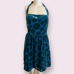 NEW Patricia Field Velvet Dot Halter Dress